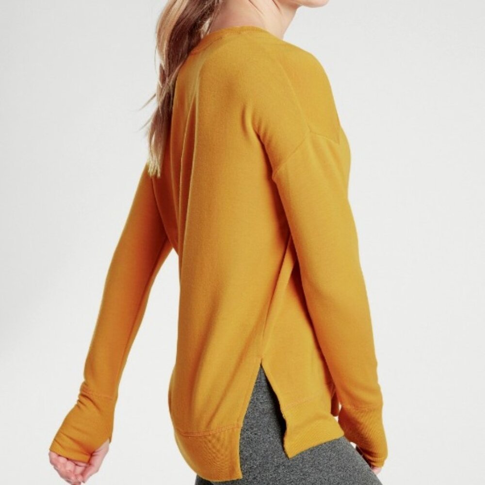 Athleta Solid Orange Coaster Luxe Sweatshirt - image 2